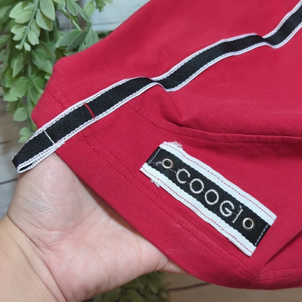 Coogi Australia T-Shirt V-Neck Y2K Pockets Patch Embroidery Men's 5XL Streetwear